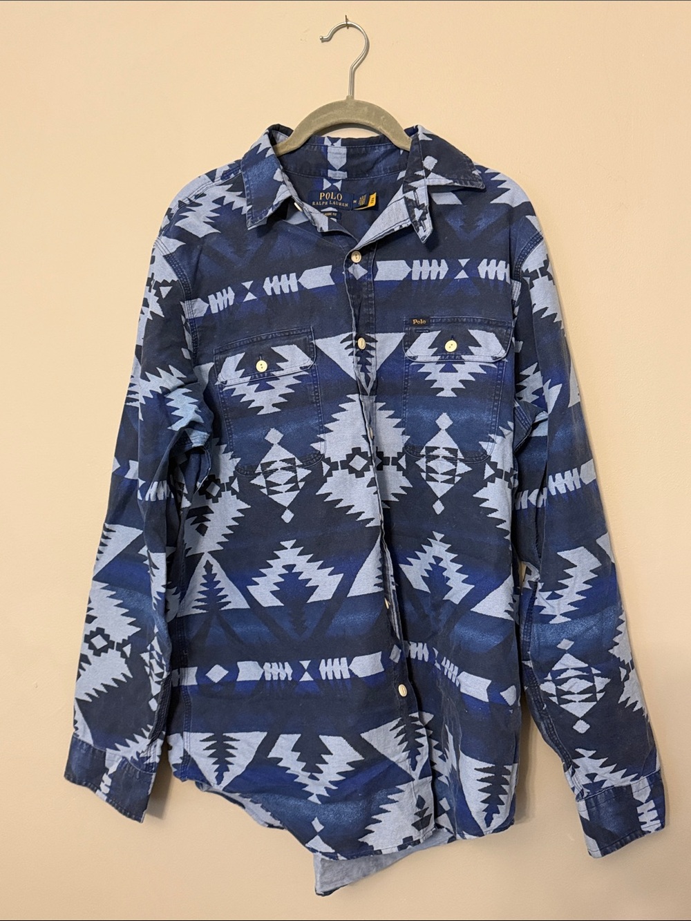 Polo Ralph Lauren Indigo Southwestern Aztec Jacquard Shirt Men’s M